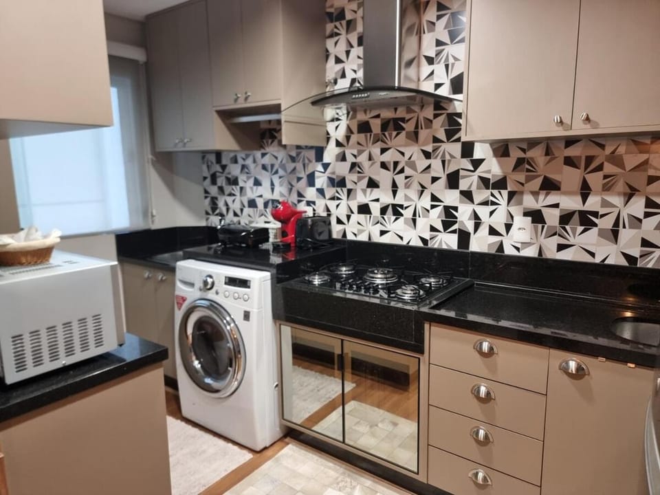 Kitchen or kitchenette, oven, stove, washing machine, dryer