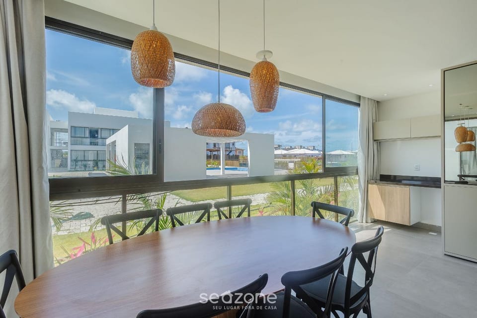 Kitchen or kitchenette, Dining area, Pool view