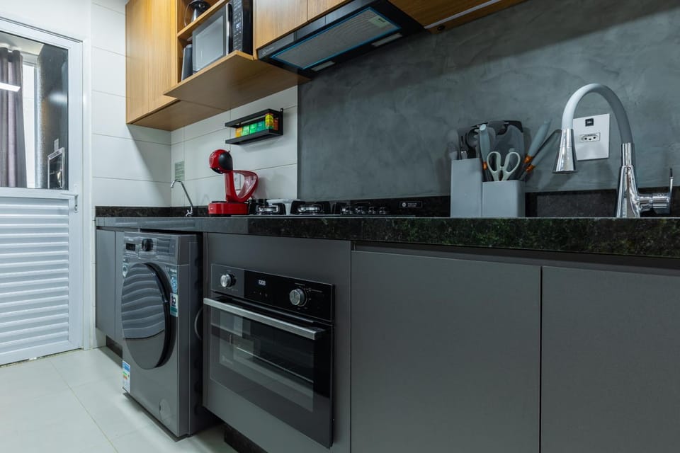 Kitchen or kitchenette, stove