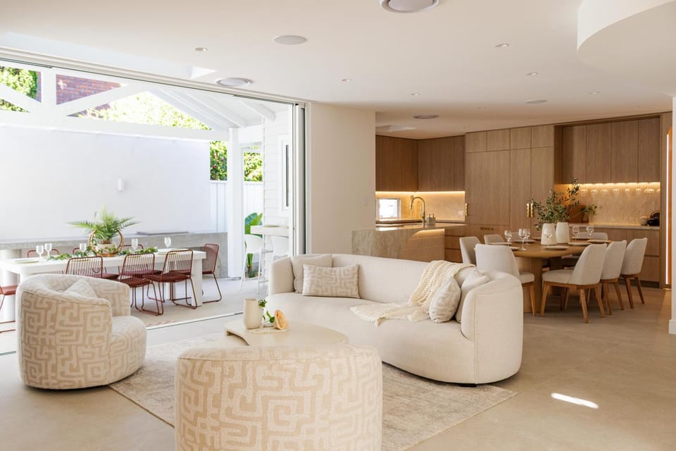 Property building, Living room, Dining area