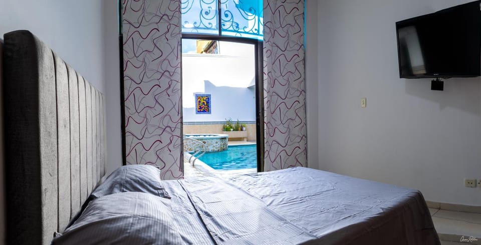 Bedroom, Pool view