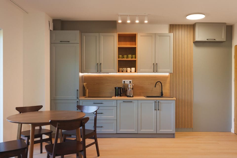 Coffee/tea facilities, Kitchen or kitchenette, minibar, oven, stove