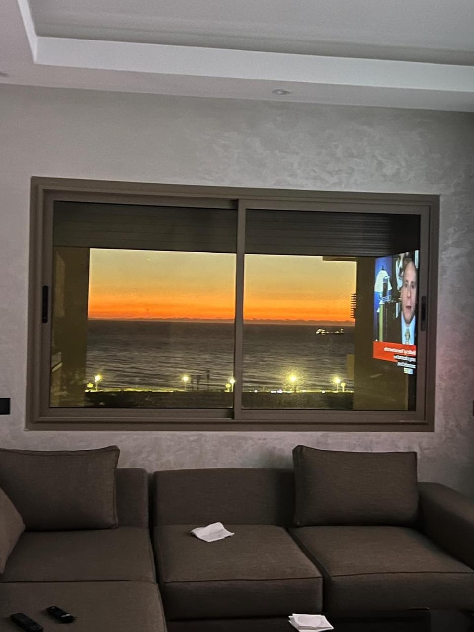Living room, Seating area, Sea view, Sunset
