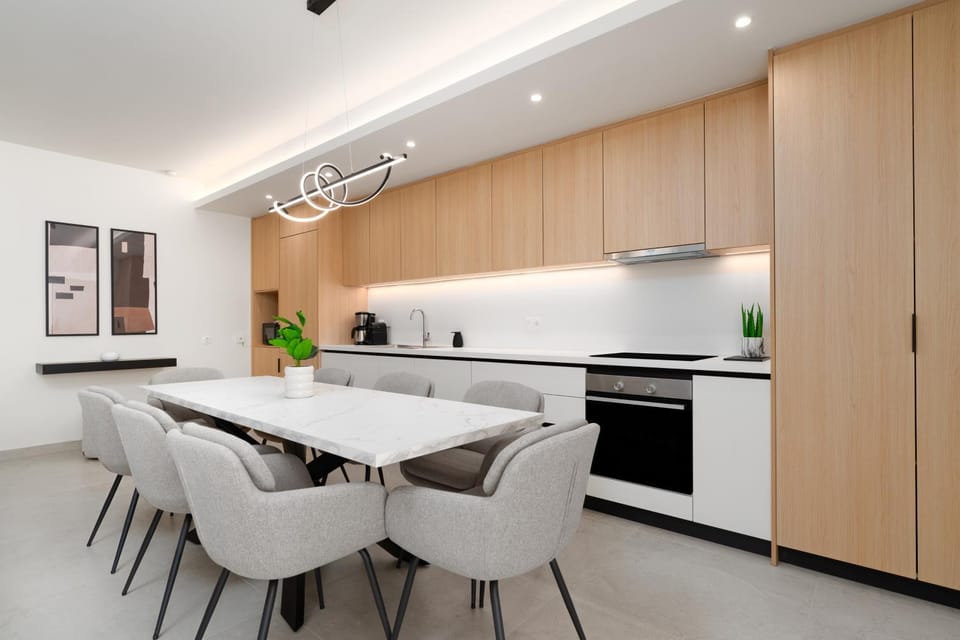 Dining area, dishwasher, oven, stove, kitchen