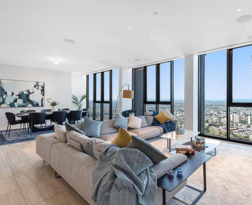 Living room, Seating area, City view