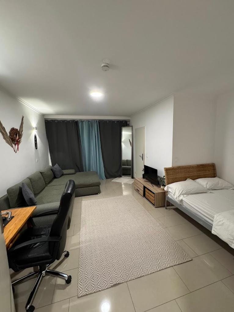 Bed, TV and multimedia, Living room, Photo of the whole room, Seating area, Bedroom