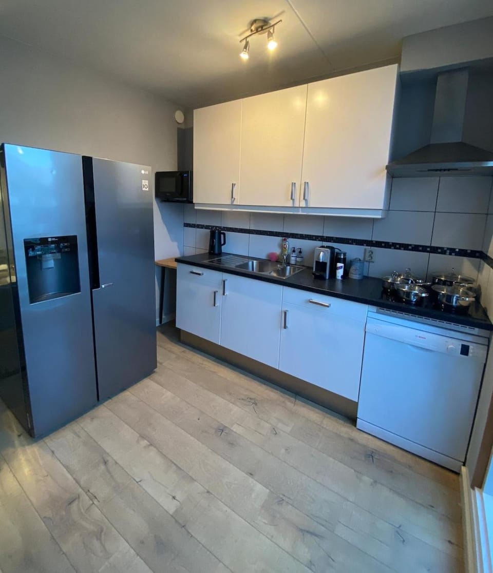 Kitchen or kitchenette, dishwasher, oven, stove