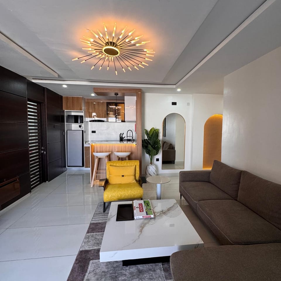 Kitchen or kitchenette, Living room, Dining area, stove