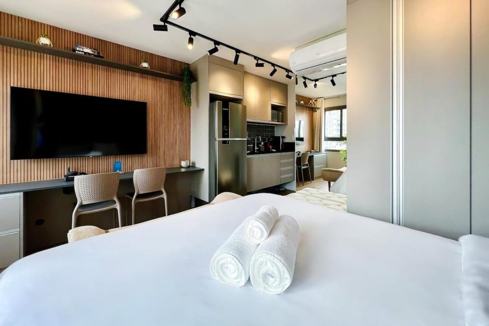 Studio Moderno, com Piscina, AC, Wi-fi e Alexa Apartment in Sao Paulo City