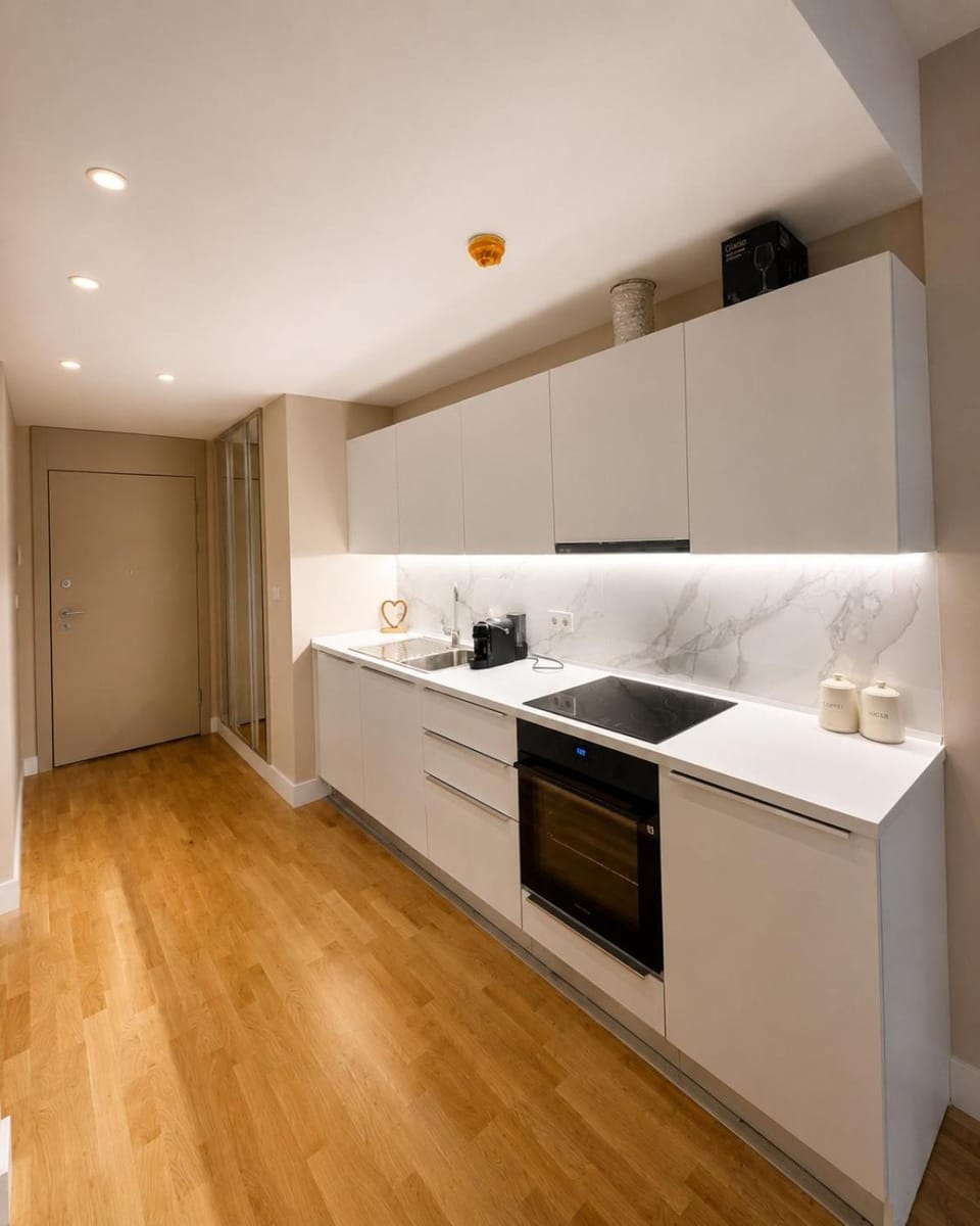 Kitchen or kitchenette, oven, stove