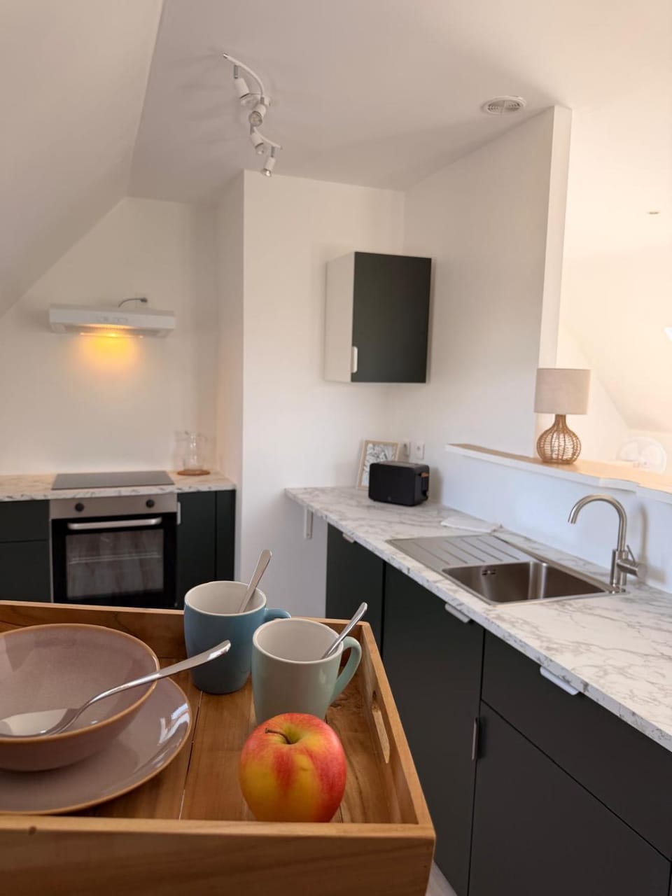 Kitchen or kitchenette, oven, stove