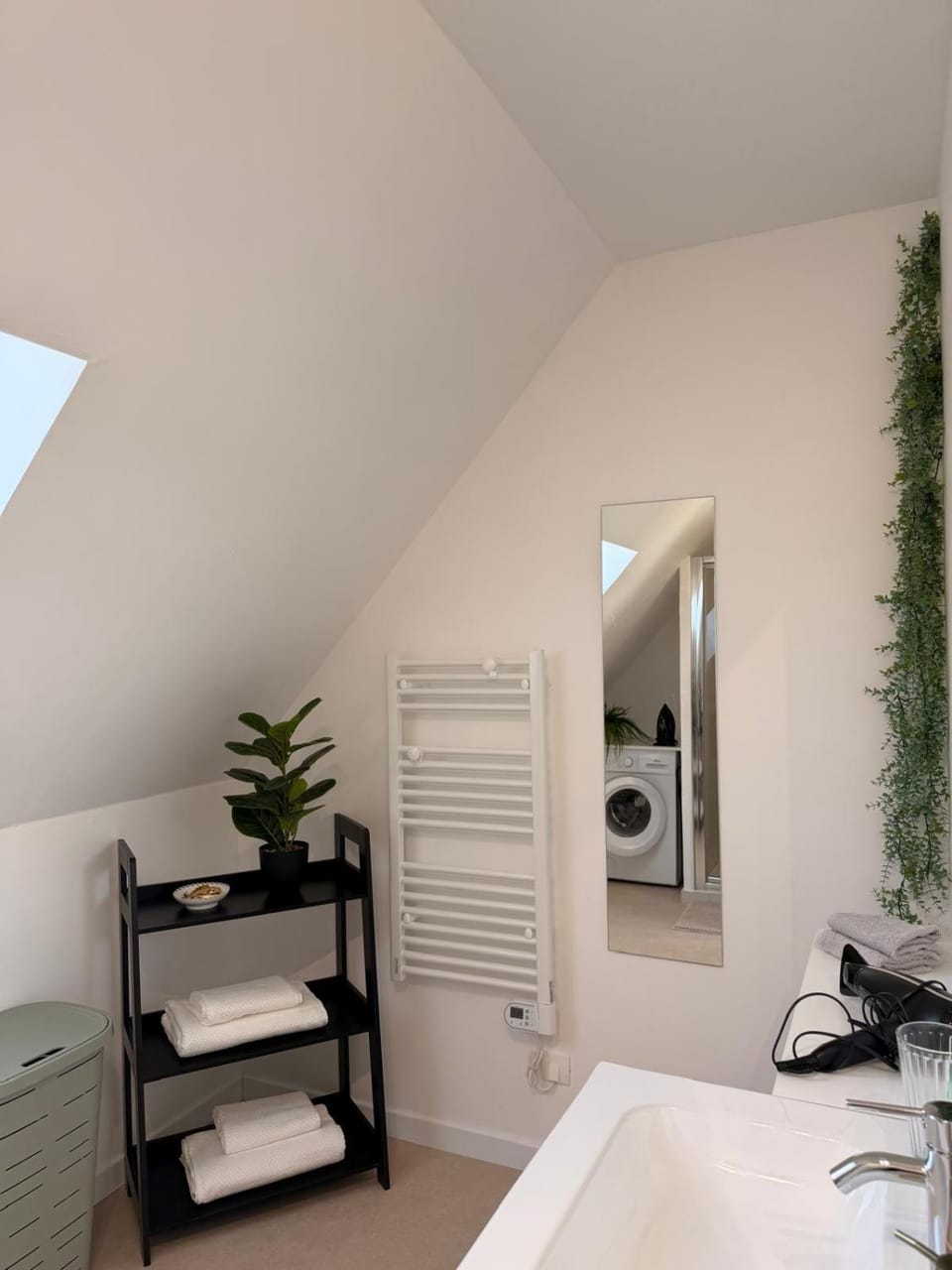 Bathroom, hair dryier, towels
