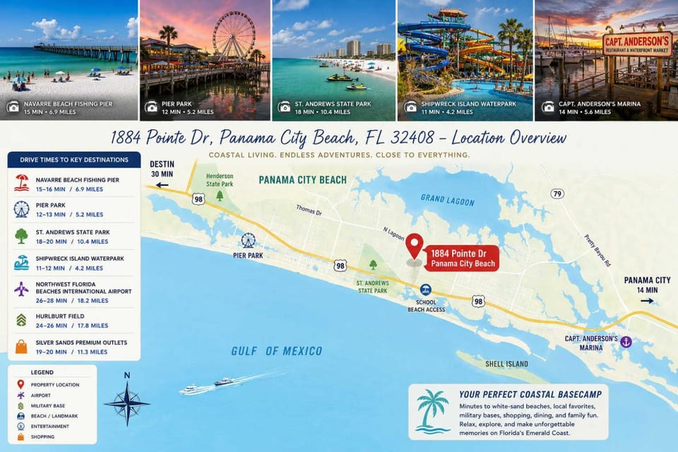 Beach Days and Pool Nights - PCB Sleeps 8 House in Upper Grand Lagoon