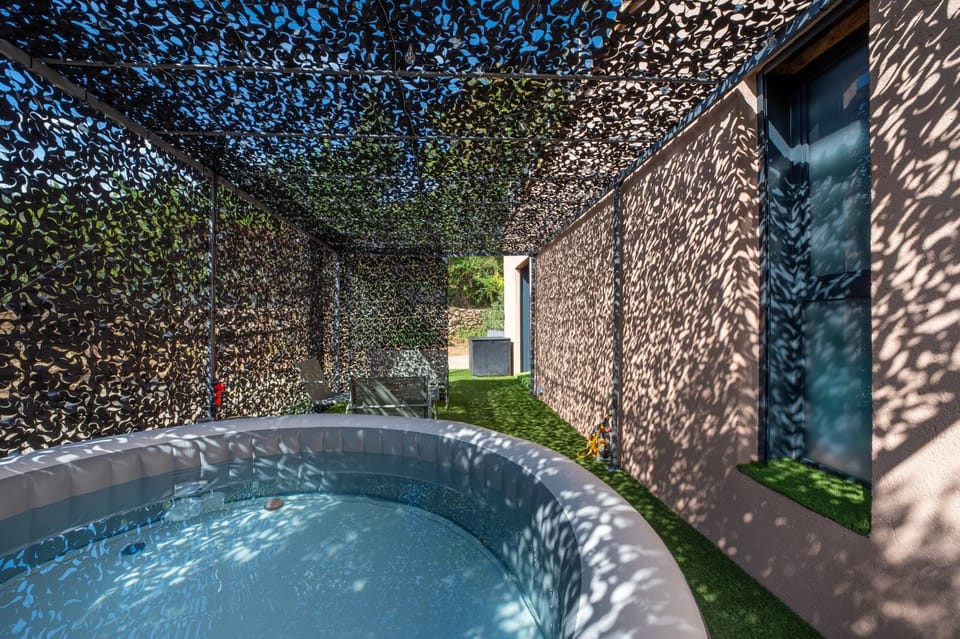 Property building, Living room, Swimming pool