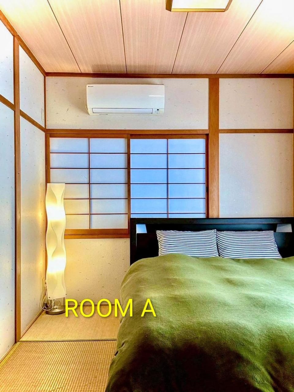Bed, Bedroom, Text overlay