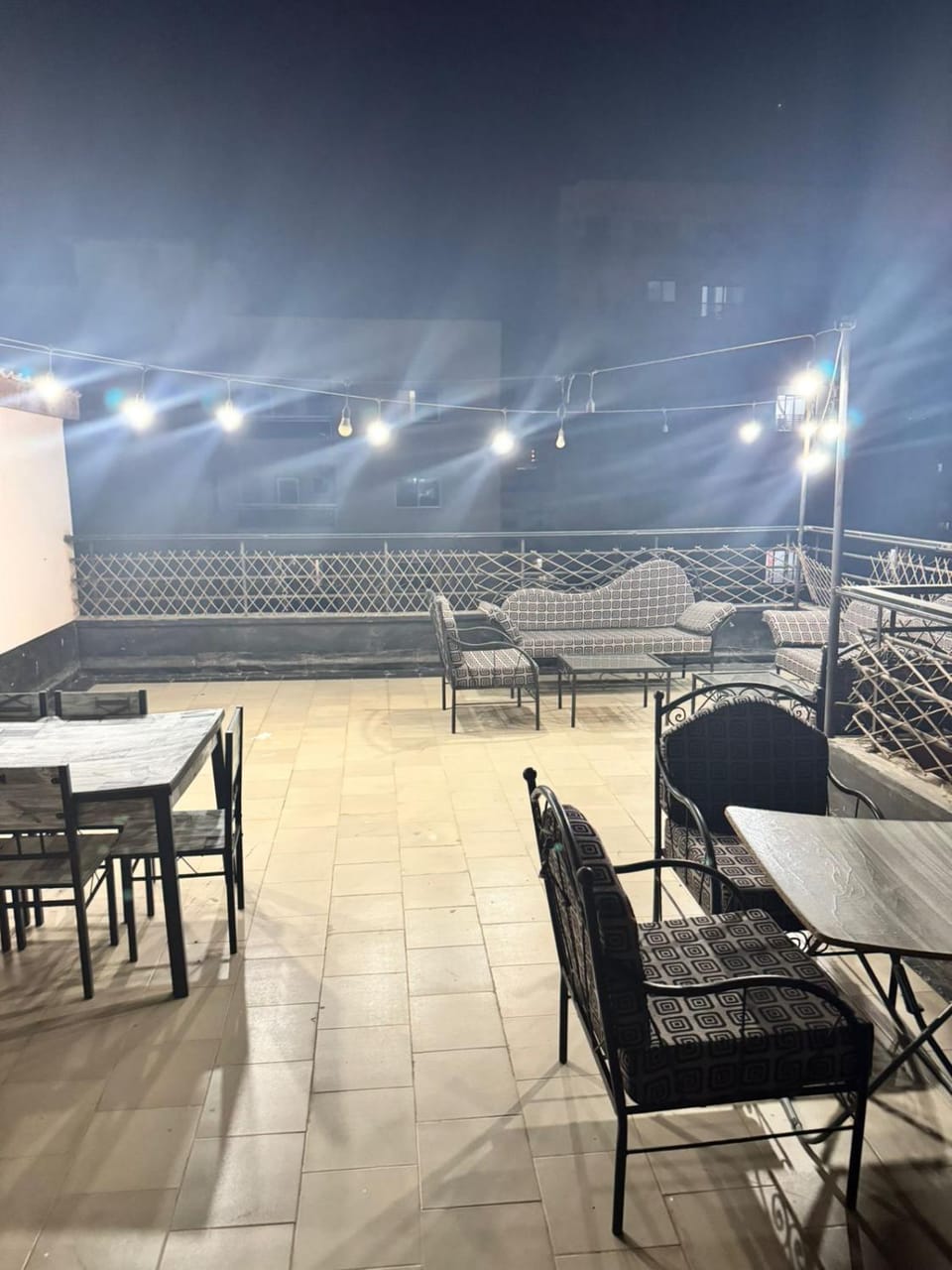 Night, Balcony/Terrace, Living room, Dining area