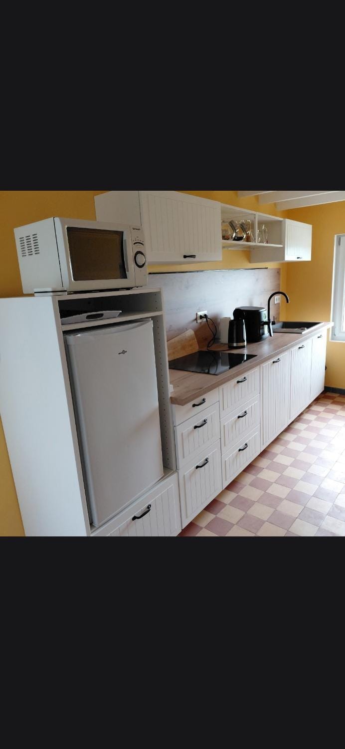 Kitchen or kitchenette, dishwasher, stove