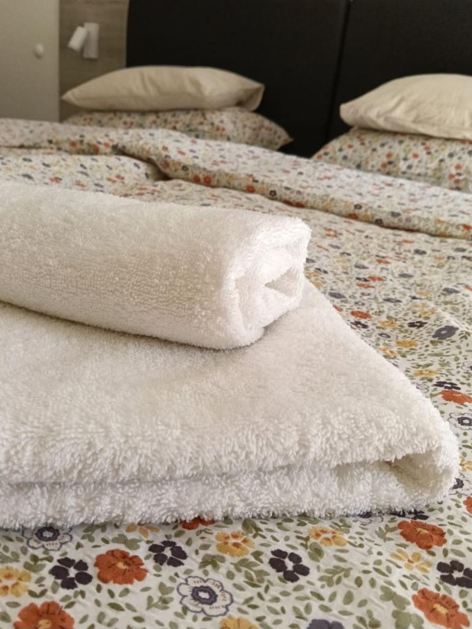 Bed, towels