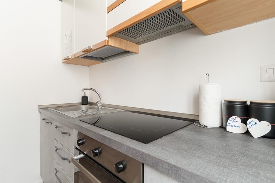 Kitchen or kitchenette, stove