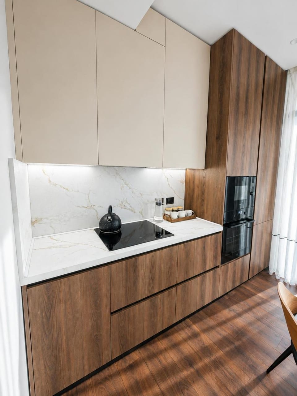 Kitchen or kitchenette, stove