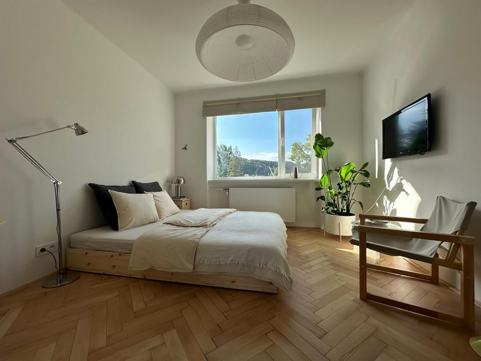 Bed, TV and multimedia, Living room, Photo of the whole room, Seating area, Bedroom