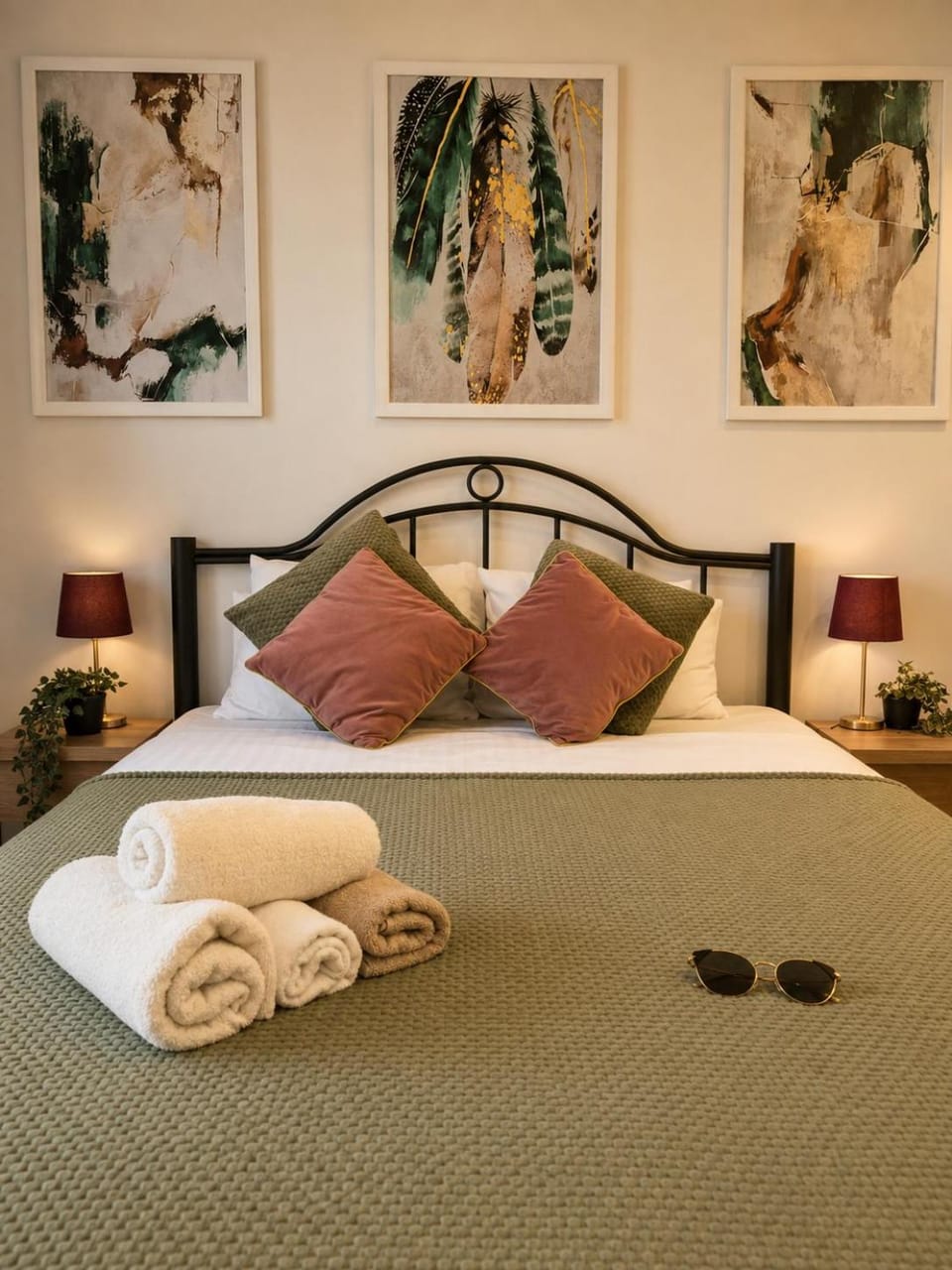Bed, Photo of the whole room, Bedroom, towels