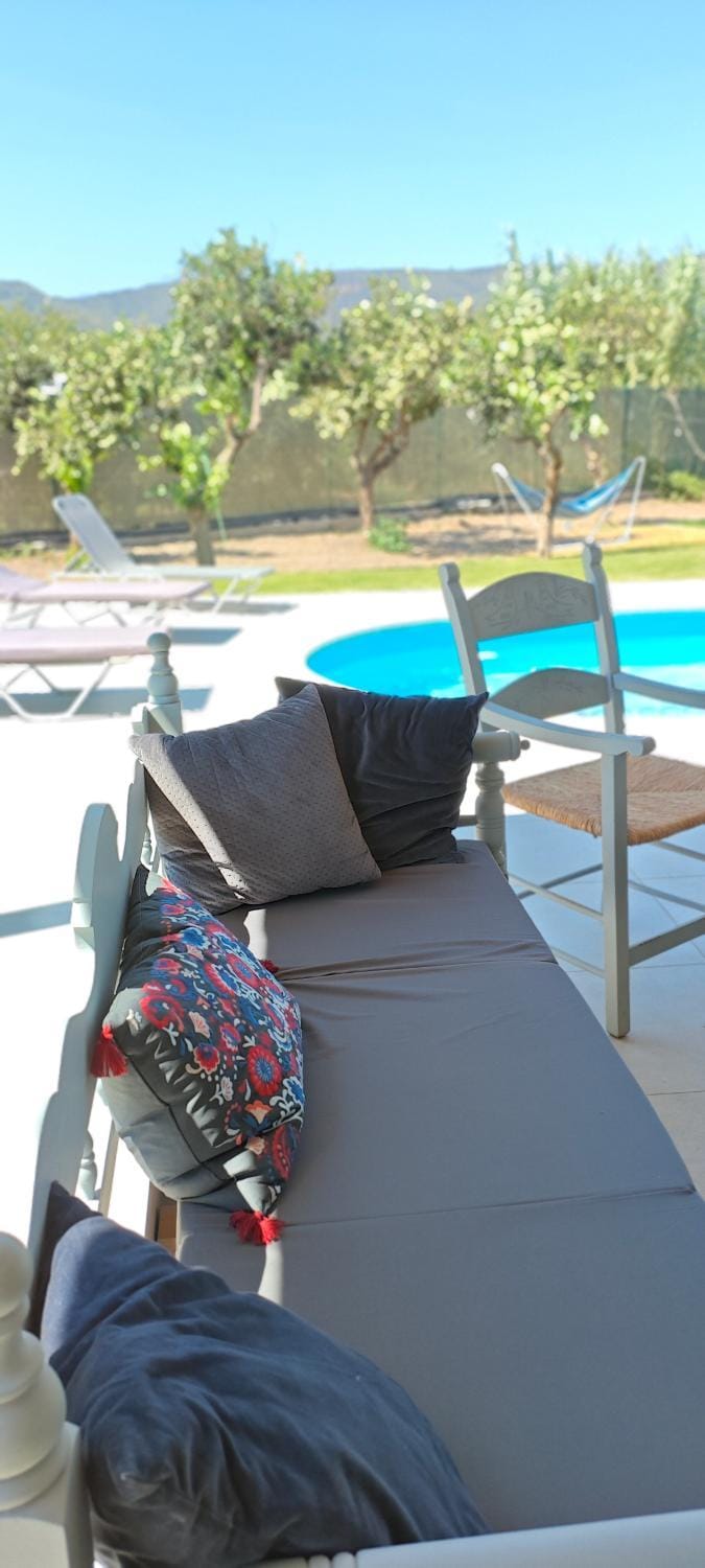Patio, Day, Seating area, Pool view, Swimming pool