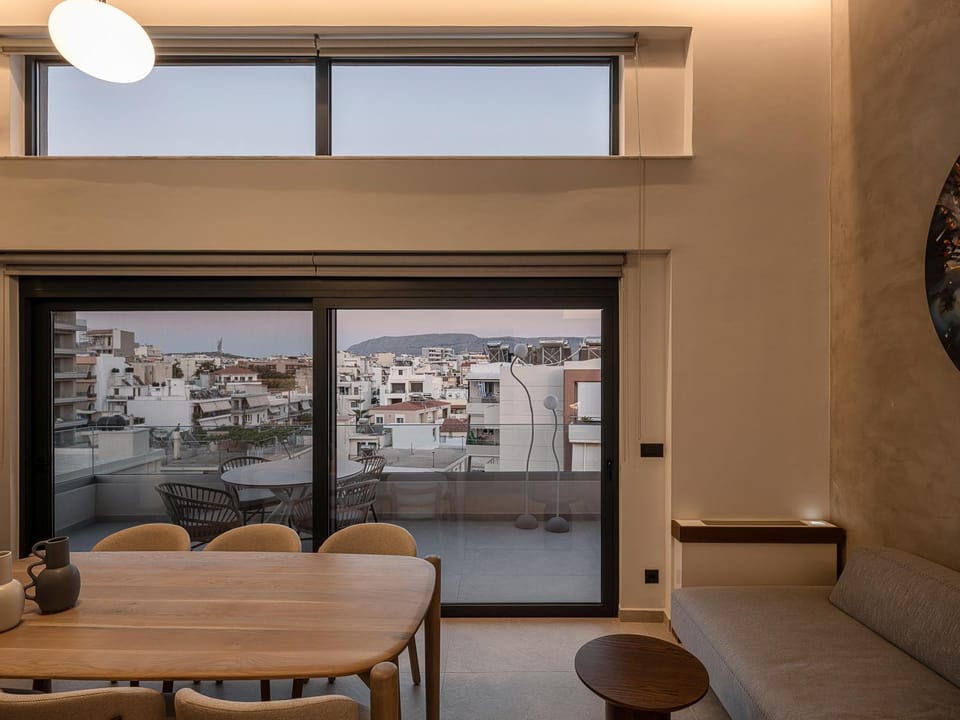 Living room, Dining area, City view