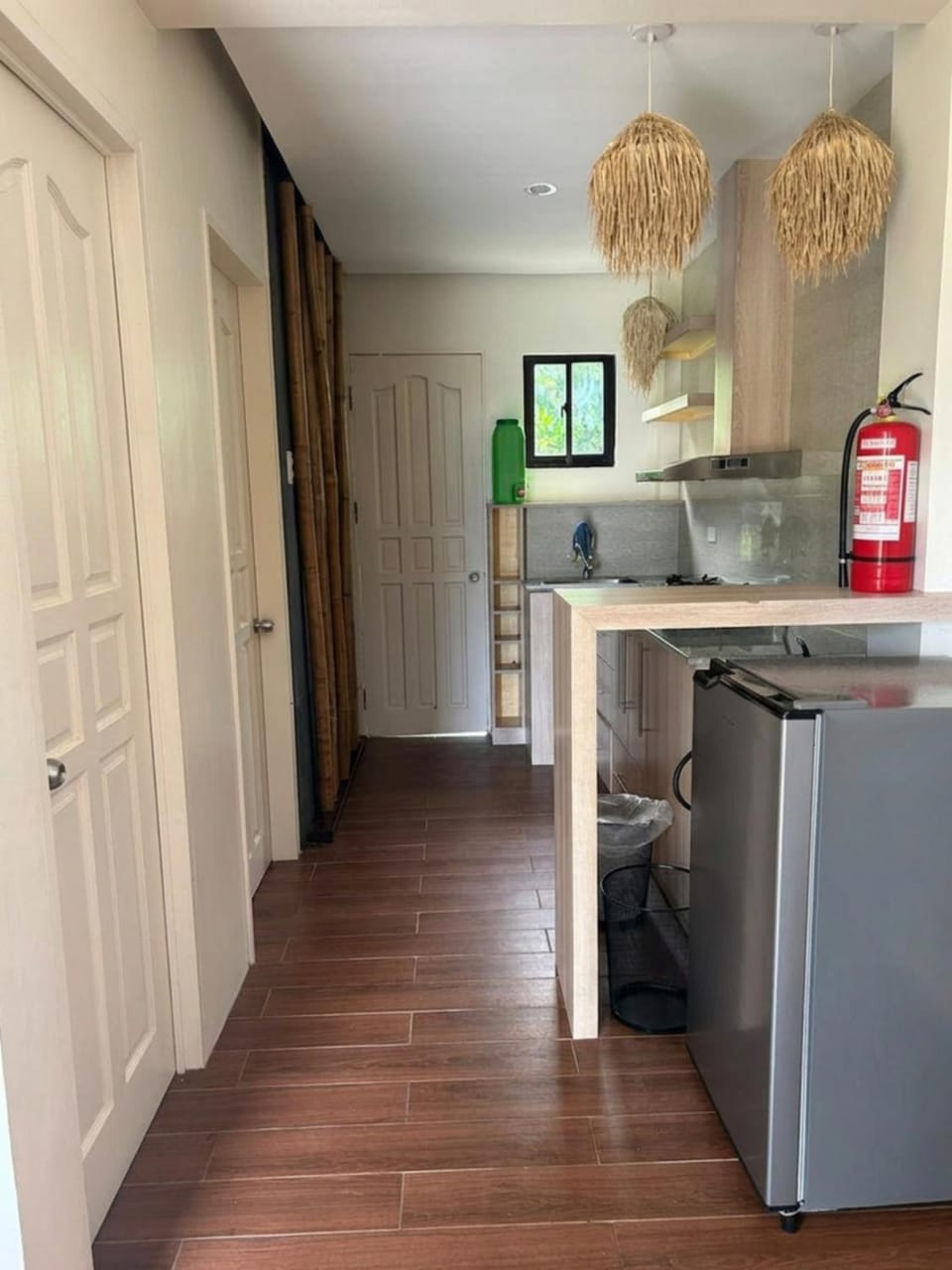 Kitchen or kitchenette, stove