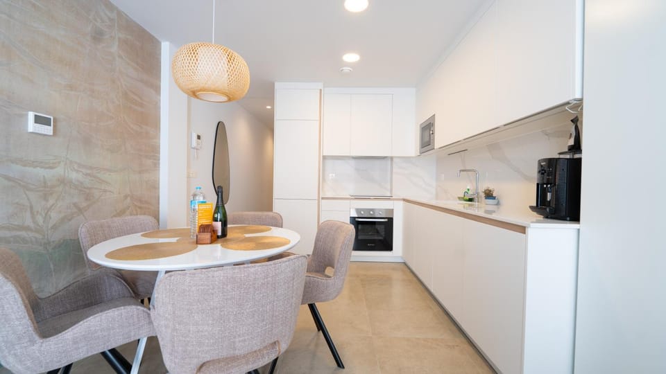 Kitchen or kitchenette, Living room, Dining area, oven, stove