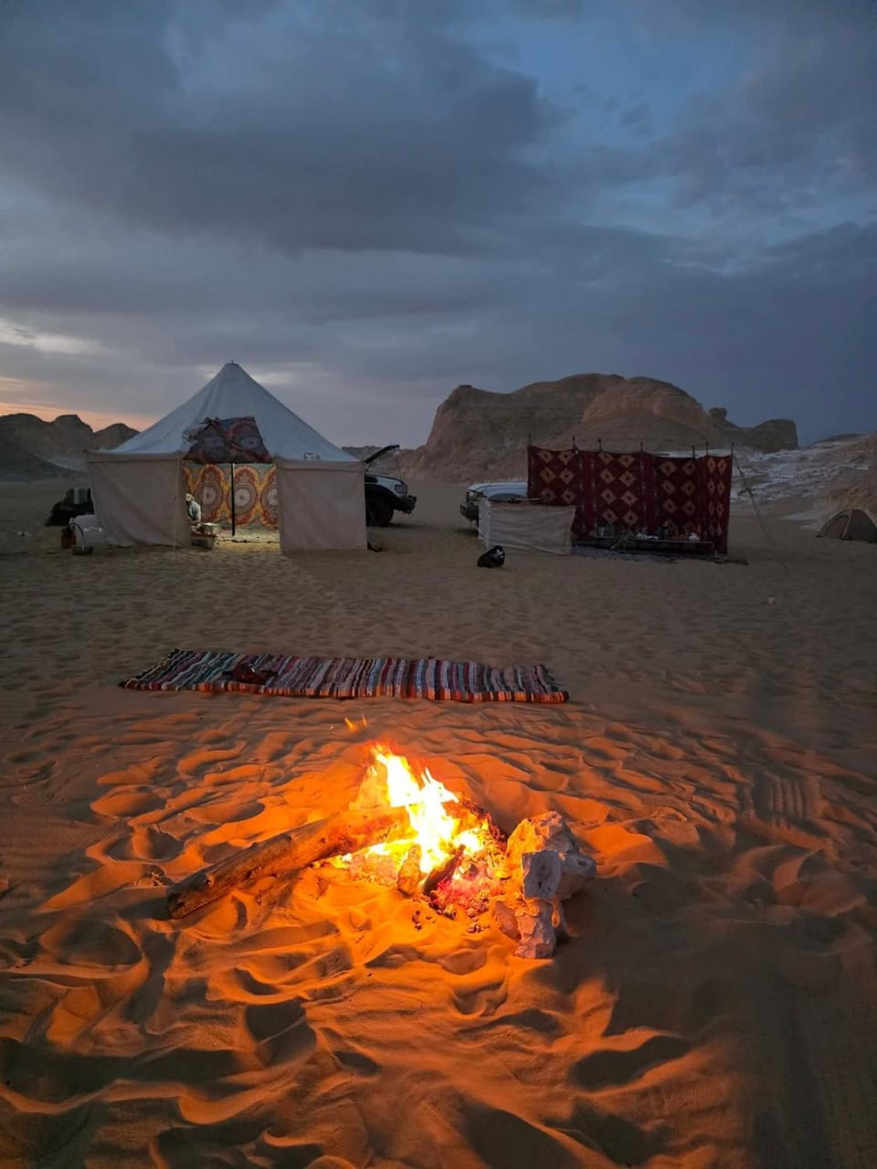 Overnight camping at white desert , white desert safari trip Campground/ 
RV Resort in Egypt