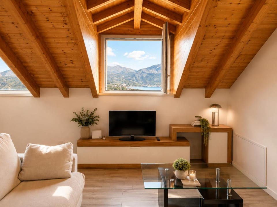 Natural landscape, TV and multimedia, Living room, Seating area, Mountain view