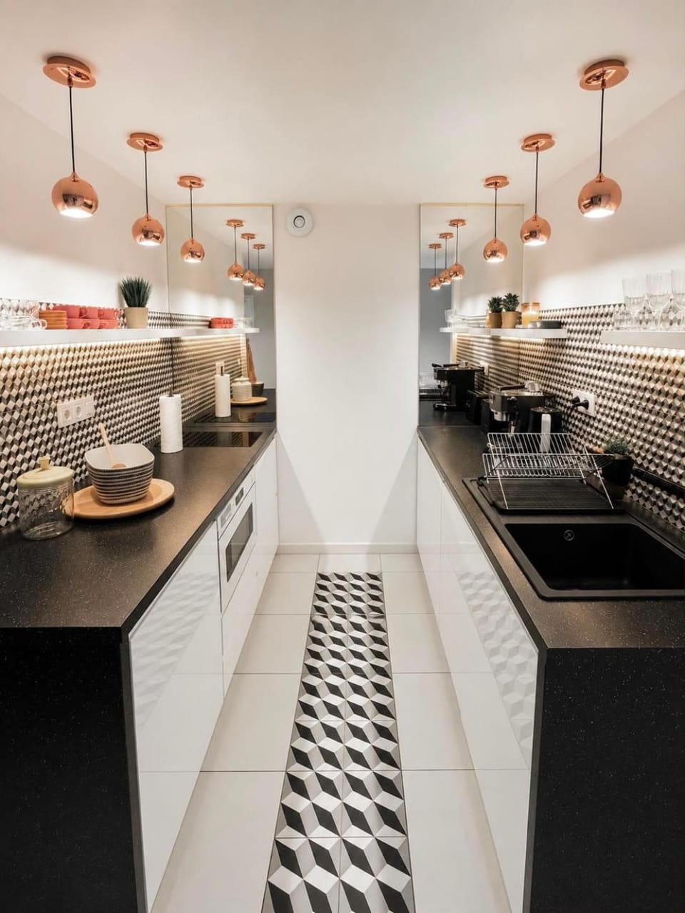 Kitchen or kitchenette, stove