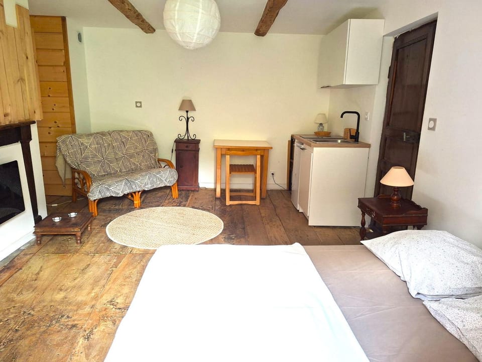 Bed, Kitchen or kitchenette, Photo of the whole room, Seating area