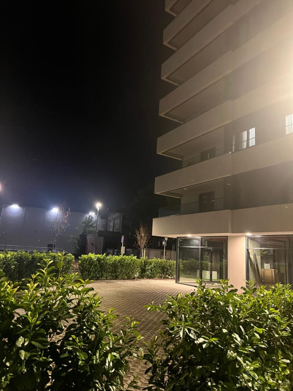 Property building, Night, Garden