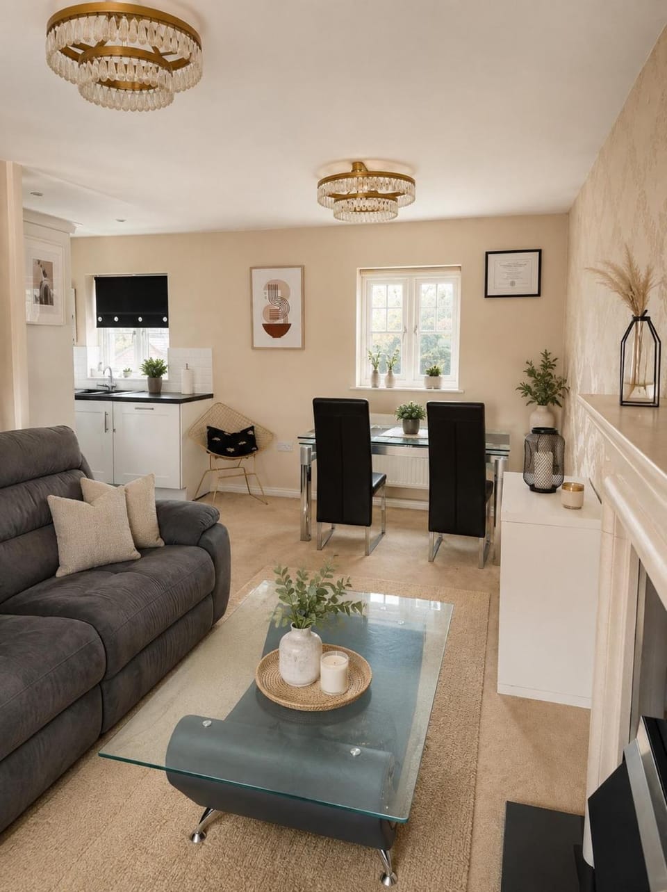 View (from property/room), Living room, Decorative detail, Seating area, Dining area, furniture