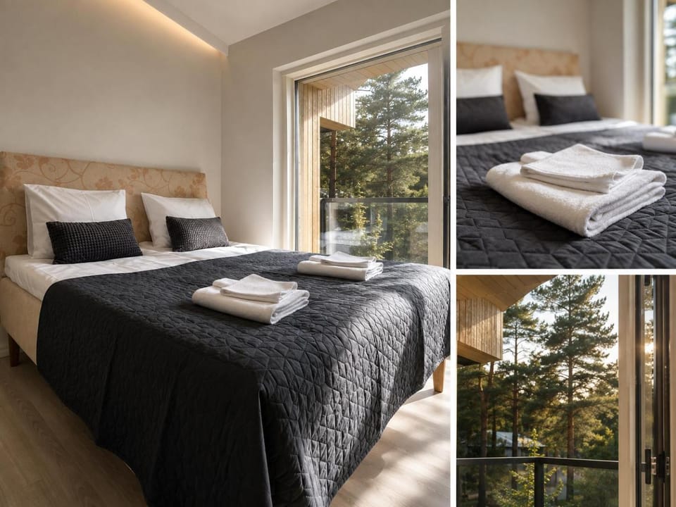 Bed, Bedroom, towels