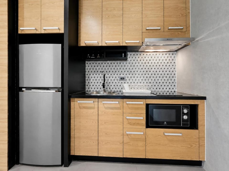 Kitchen or kitchenette, stove