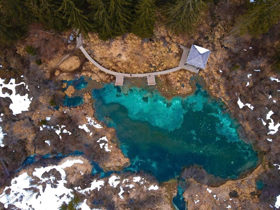 Spring, Day, Natural landscape, Bird's eye view, Lake view, Mountain view, River view
