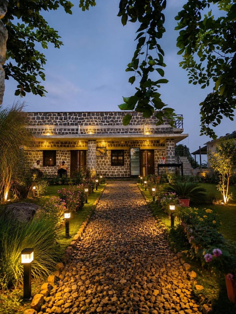Property building, Night, Garden, Garden view