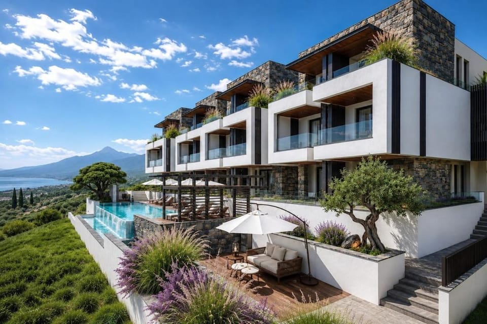 Property building, Garden, Balcony/Terrace, Garden view, Mountain view, Pool view, Sea view, Swimming pool