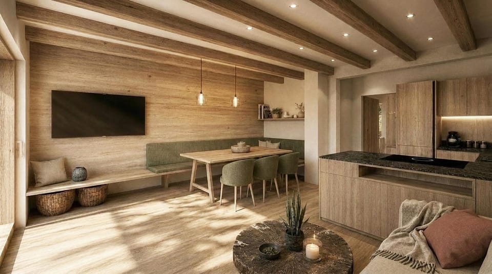 Living room, kitchen