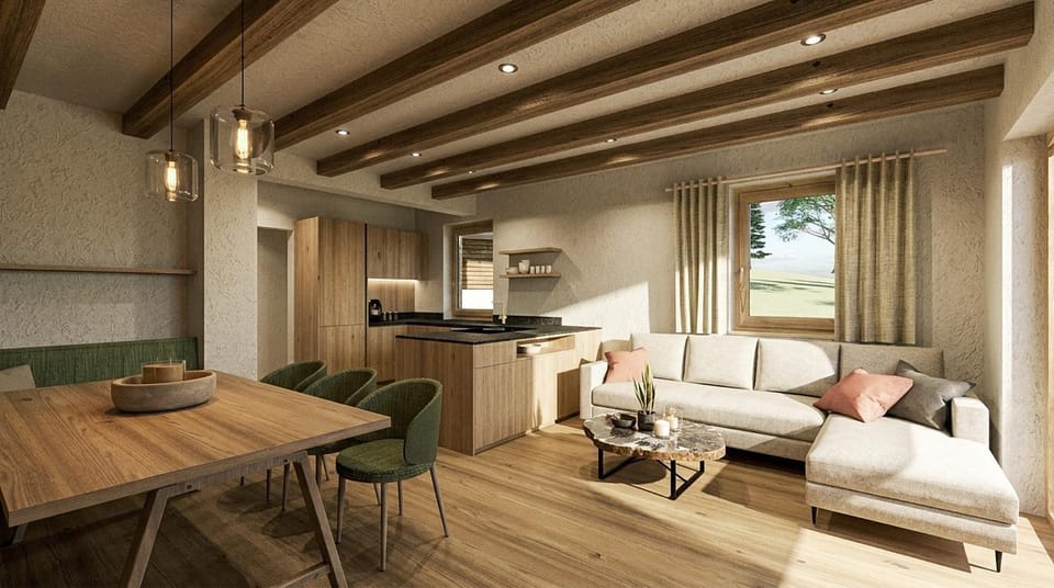 Living room, kitchen