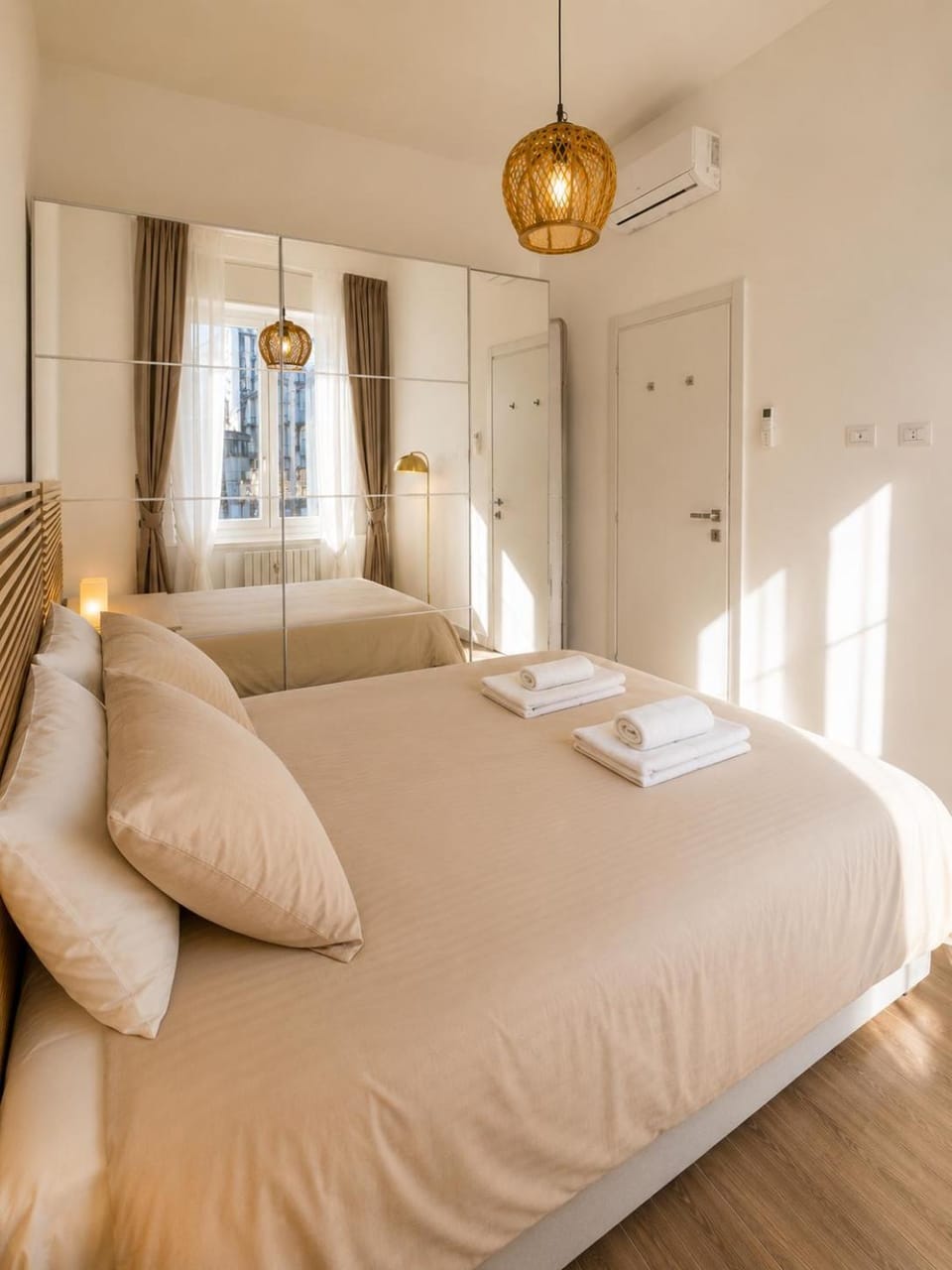 Bed, Photo of the whole room, Bedroom, towels, wardrobe