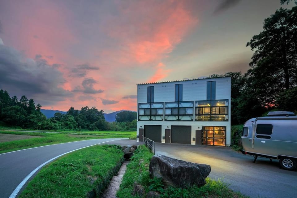 Property building, Neighbourhood, Natural landscape, Sunset, Parking