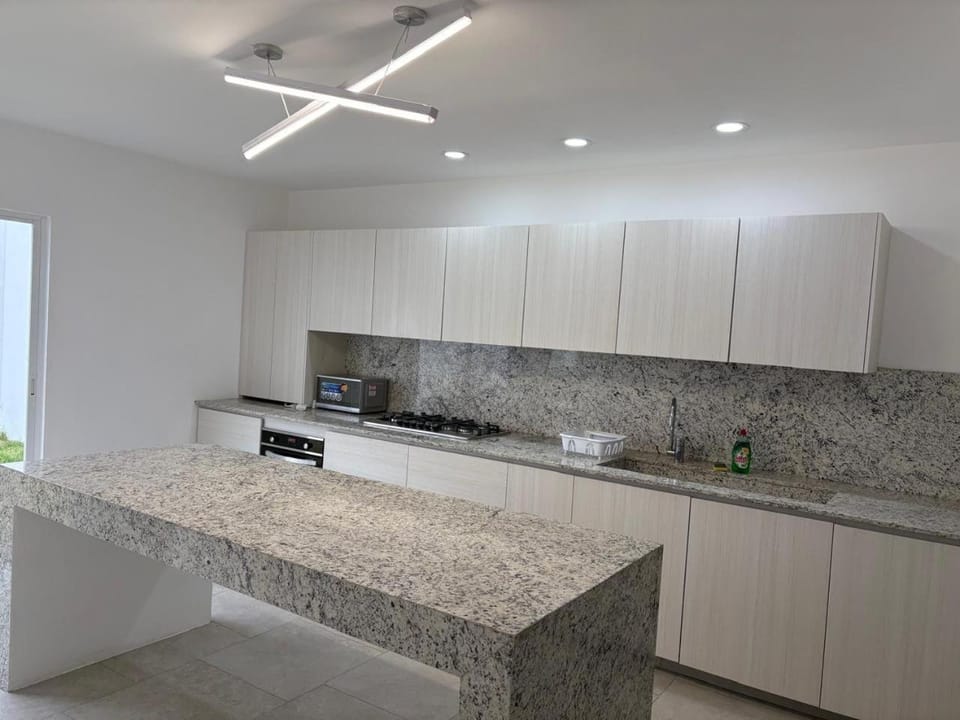 Kitchen or kitchenette, stove