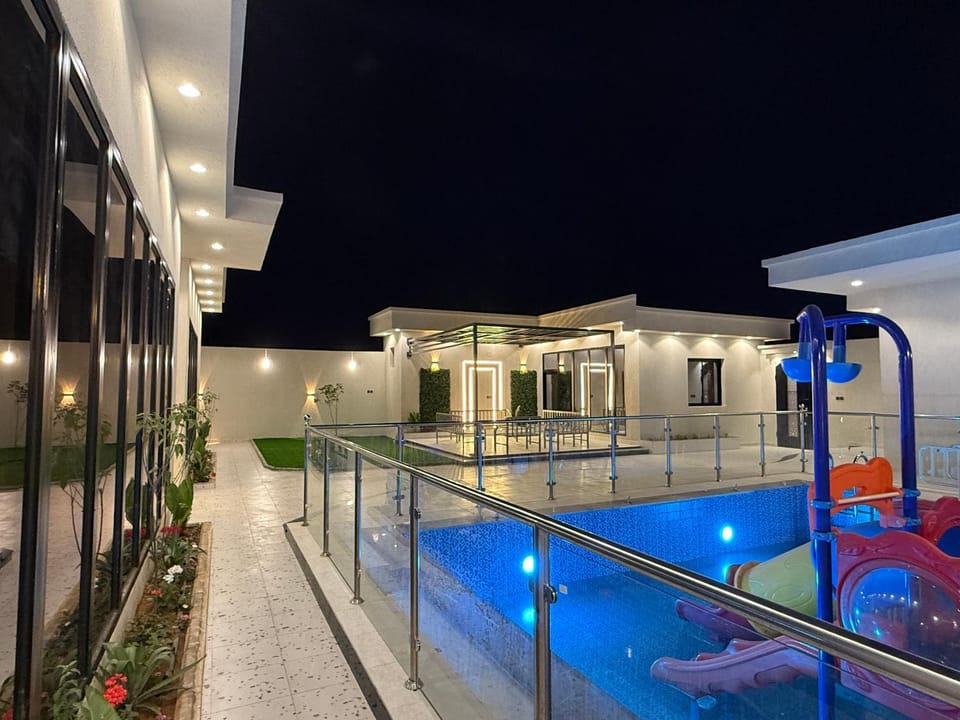 Night, Pool view, Swimming pool