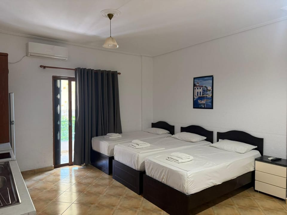 Bedroom, towels, air conditioner