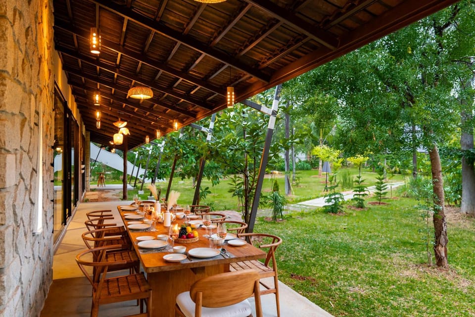 ELIVAAS Prive Saukhyam 3 BHK Farm Villa with Open-Air Movie Lounge, Fire Pit, Cabana & Landscaped Garden Villa in Karnataka