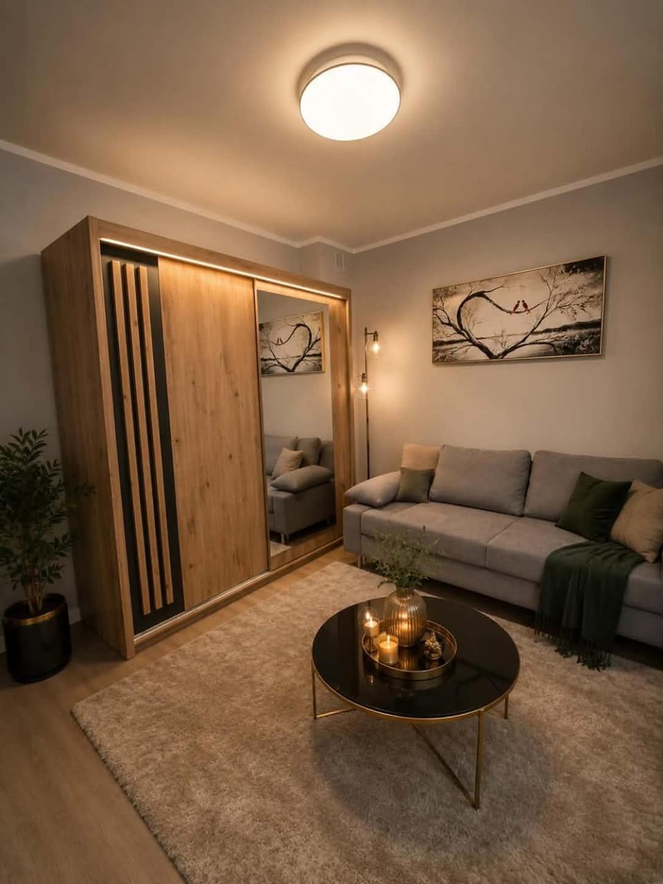 Seating area, wardrobe